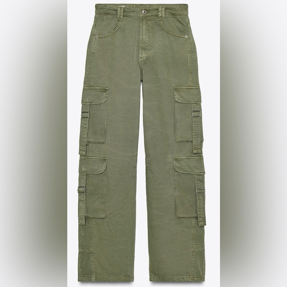 ZARA Women’s Green Cargo Pants - Size 2 - NEW - Picture 3 of 5